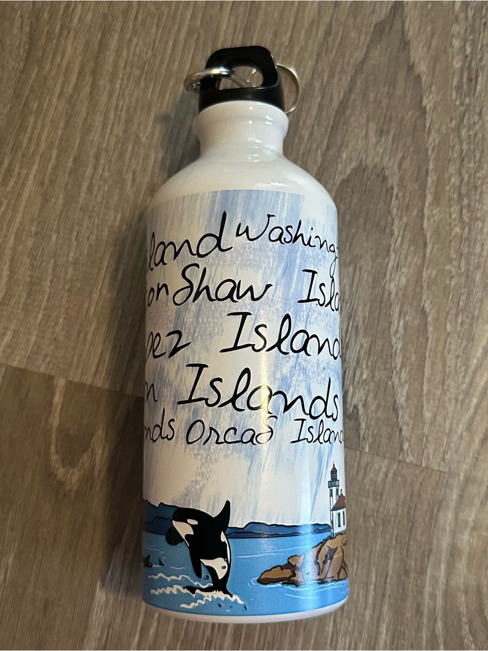 Ocas Island Shaw Island San Juan Island Whale Orca Lighthouse Water Bottle Clip